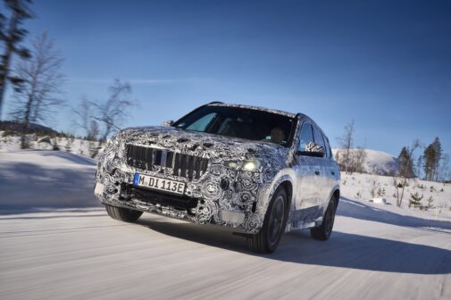 BMW iX1 testing in Sweden front