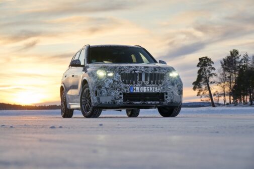 BMW iX1 testing in Sweden front