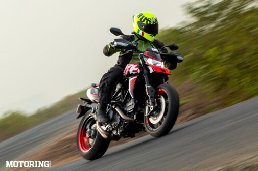 Ducati Hypermotard 950 RVE Review - action shot - cornering